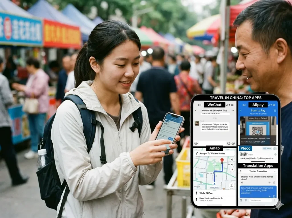 Using payment apps and translation apps during everyday travel