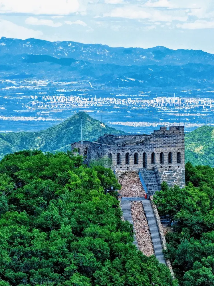 Jiuyanlou Watchtower, towering atop Huoyanshan Mountain