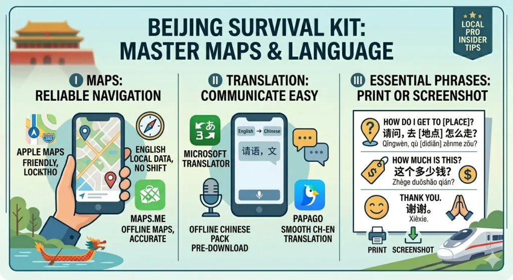 Master Maps and Basic Phrases for Travel in Beijing