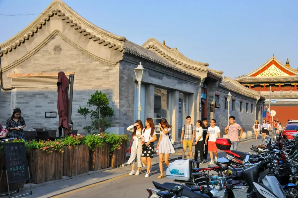 Old Beijing Siheyuan with Gray Walls and Tiles