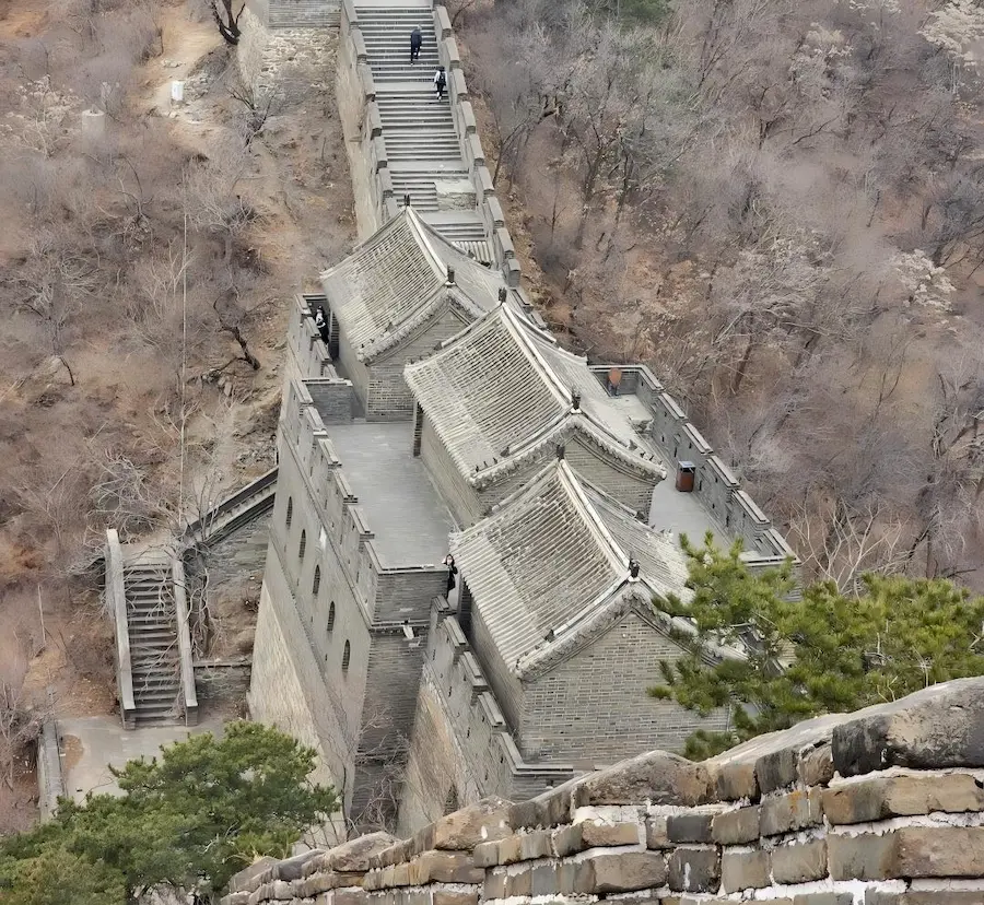 Panoramic photo of the three side-by-side gates at Zhengguantai