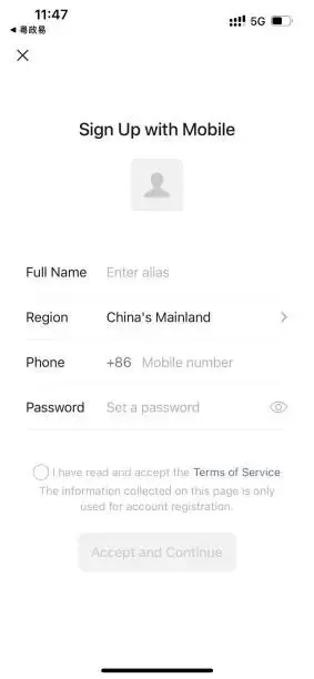 Register using your local phone number 