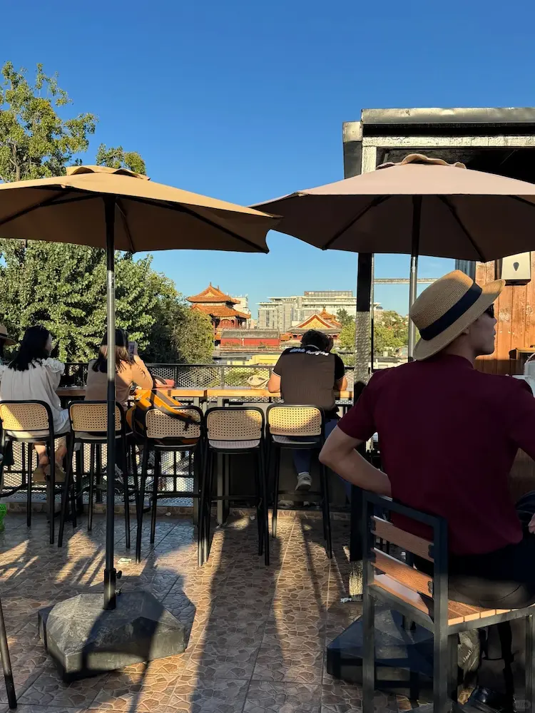 Terrace of Fuding Café at sunset