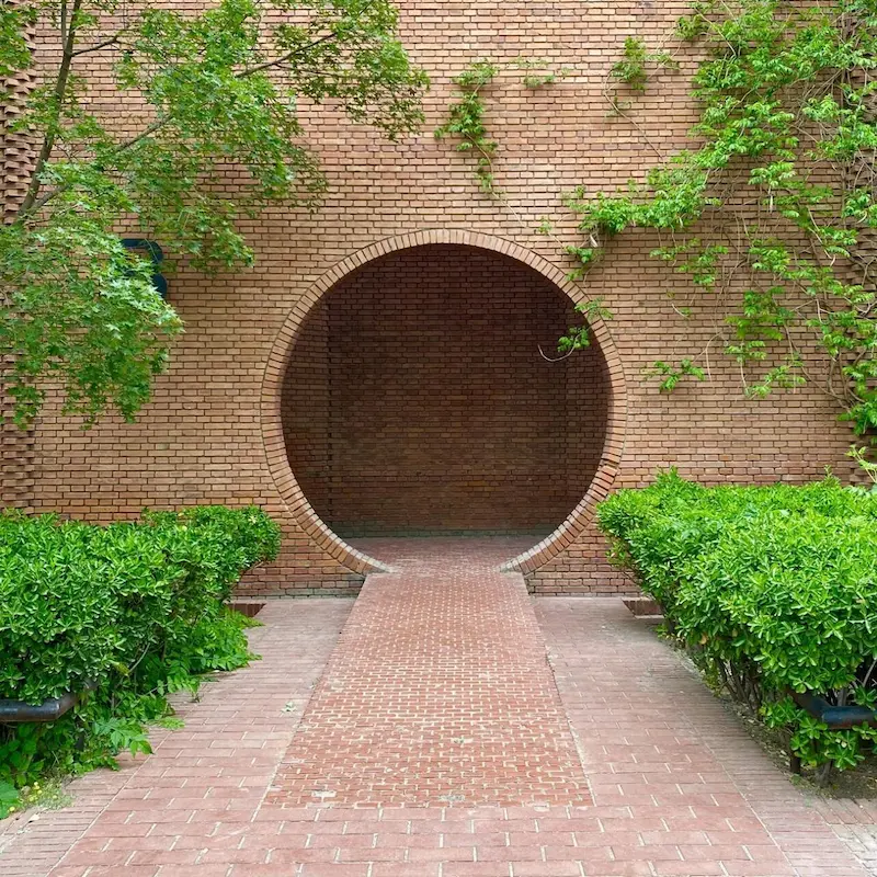 The iconic 20-meter red brick arch structure of Beijing Red Brick Art Museum