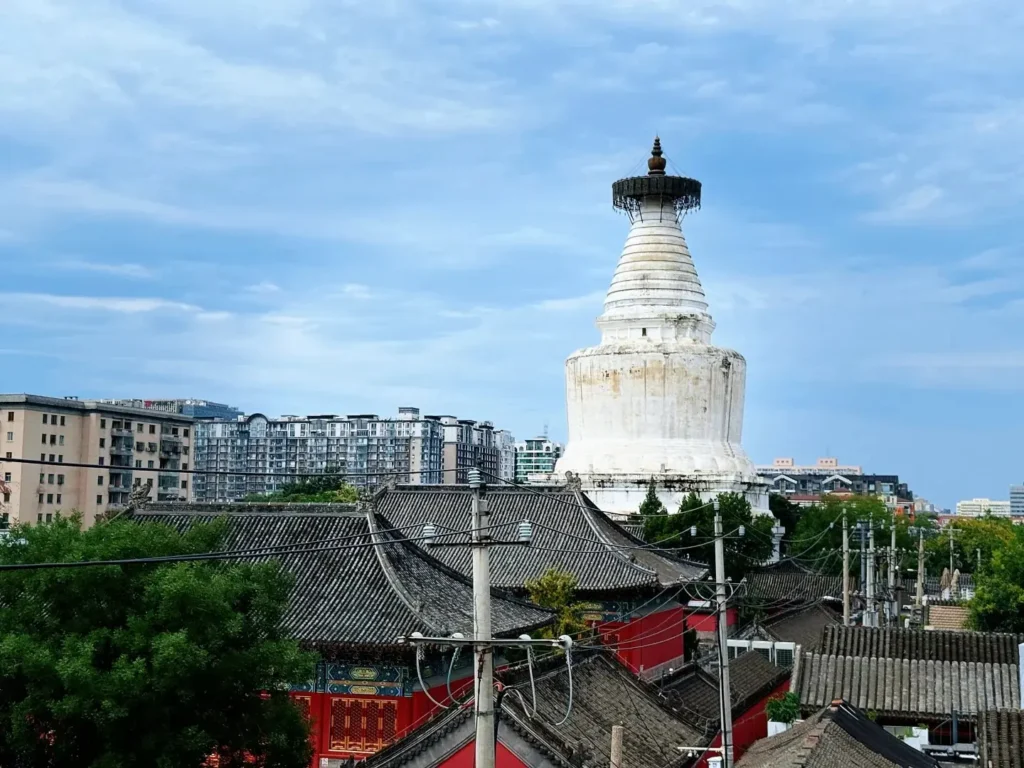 The White Pagoda photographed from the terrace of Yao Coffee