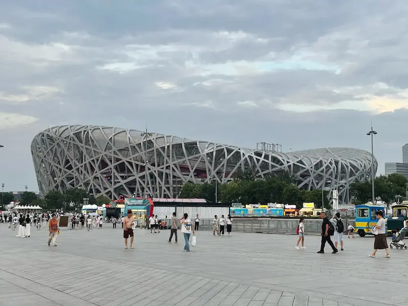 A picture of the Bird's Nest during the day