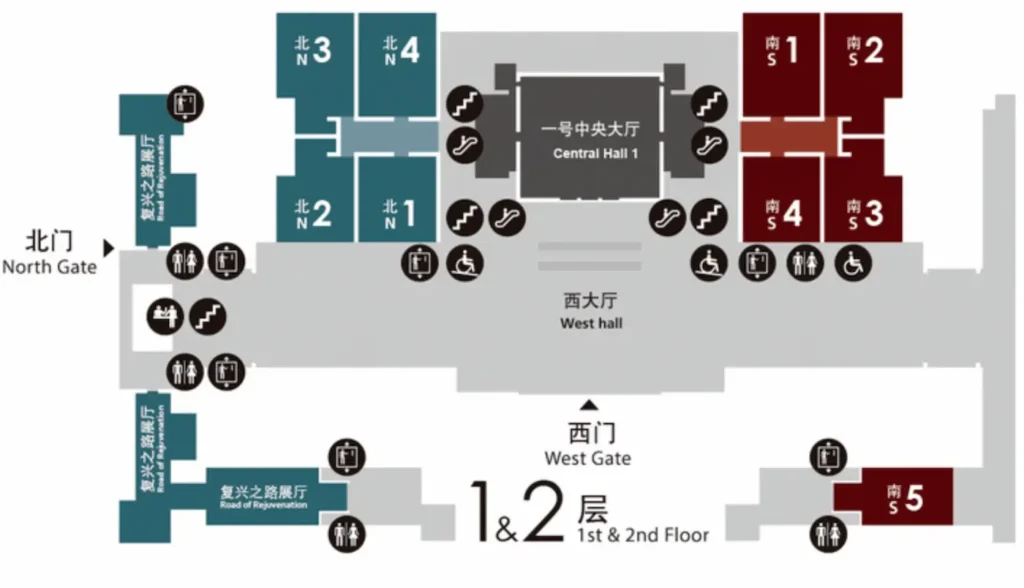 Floor Plan of the 1st and 2nd Floors of the National Museum of China